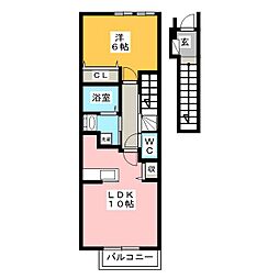 カレントB 1LDKの間取図画像