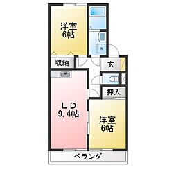 グラン・ボヌール 2DKの間取図画像