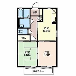 プランドール岩本2 2DKの間取図画像