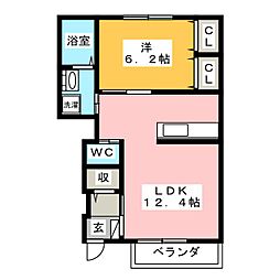 クレシア 1LDKの間取図画像