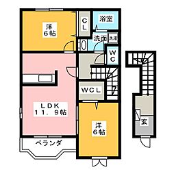 ベイサイドガーデン 2LDKの間取図画像