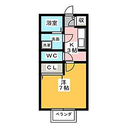 リヴェールアンジュ 1Kの間取図画像