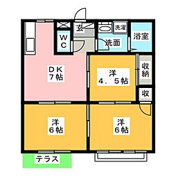 エルディム立田A 3DKの間取図画像