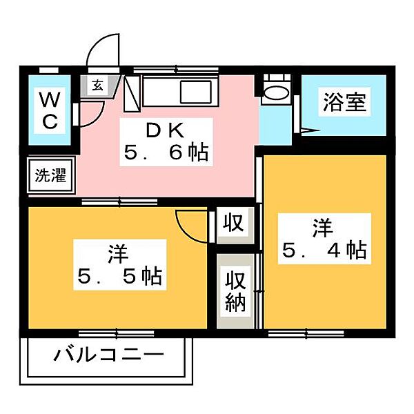 コーポ小泉 ｜静岡県富士宮市小泉(賃貸アパート2DK・2階・35.57㎡)の写真 その2
