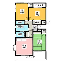 コーポ・アヴニール 3DKの間取図画像