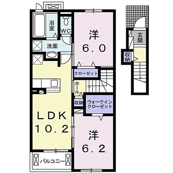 アルモニーブライト 206｜静岡県富士宮市小泉(賃貸アパート2LDK・2階・56.66㎡)の写真 その2