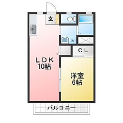 サンシティー淀平 1LDKの間取図画像