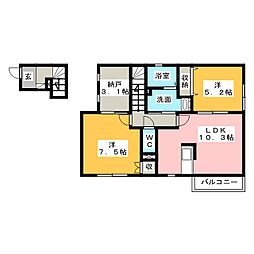 エスポワール矢立 2SLDKの間取図画像