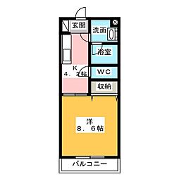 ミルレーブ1 1DKの間取図画像