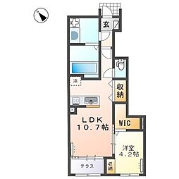 リシェル 1LDKの間取図画像
