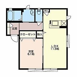 ライフコーポA 1LDKの間取図画像