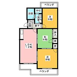 ハピネス2 3LDKの間取図画像