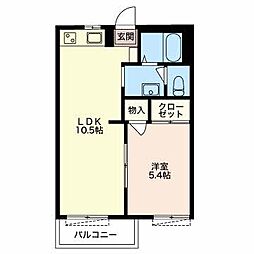サニーコート万野A 1LDKの間取図画像