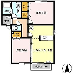グランドソレーユA 2LDKの間取図画像