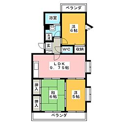 エバーグリーンB 3DKの間取図画像