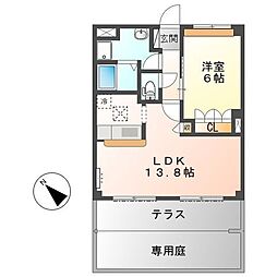 モンシェリー 1LDKの間取図画像