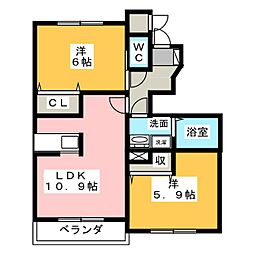 マーベラス 2LDKの間取図画像