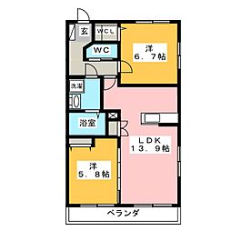 ルポール・ヘーベル 2LDKの間取図画像