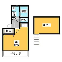 セシカ.S ワンルームの間取図画像
