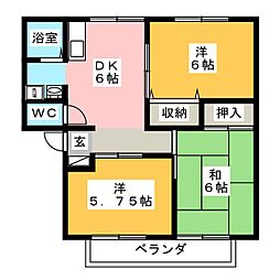 サンエール天白B 3DKの間取図画像