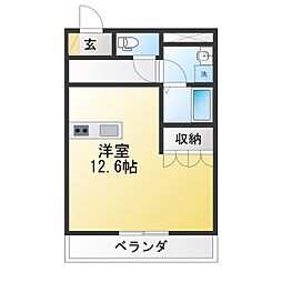 サンシャトレーン2 ワンルームの間取図画像