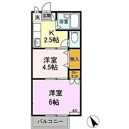 ニューポート 2Kの間取図画像