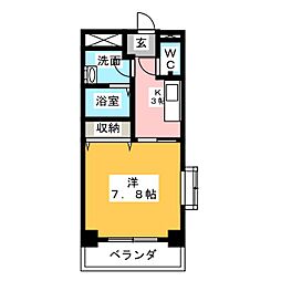 グランブルー21 1Kの間取図画像