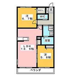 ルポール・ヘーベル 2LDKの間取図画像