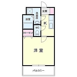 オールグランデ 1Kの間取図画像