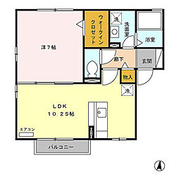 アジュールA 1LDKの間取図画像
