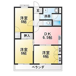 エトワール石田 3DKの間取図画像