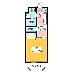 椎の木 1DKの間取図画像