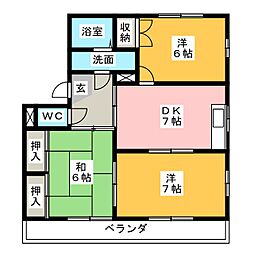 ラティスA 3DKの間取図画像