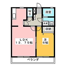 カンパーニュ 1LDKの間取図画像