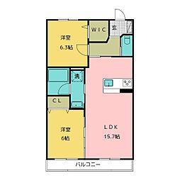 ES Garden 2LDKの間取図画像