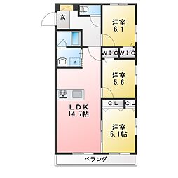 ユーポワール 3LDKの間取図画像