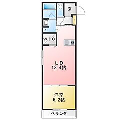 ユーポワール 1LDKの間取図画像