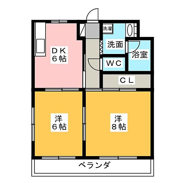 マンションハーヴェストII ｜静岡県磐田市富丘(賃貸マンション2DK・2階・43.00㎡)の写真 その2