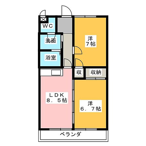 マンションマスカット ｜静岡県磐田市今之浦５丁目(賃貸マンション2LDK・2階・50.45㎡)の写真 その2