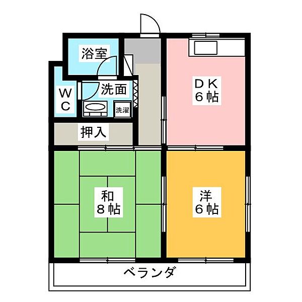 中央ハイツ ｜静岡県磐田市中泉(賃貸マンション2DK・1階・44.68㎡)の写真 その2