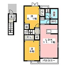 ハピネスハウス森下I・II  ｜ 静岡県磐田市森下（賃貸アパート2LDK・2階・56.65㎡） その2