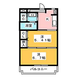 シャトー水堀 2Kの間取図画像