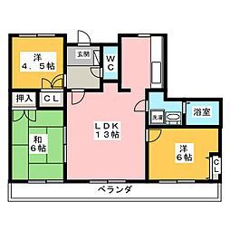 リバーグランドハイツ 3LDKの間取図画像
