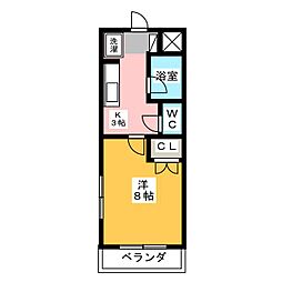 フォレスト岩井 1Kの間取図画像