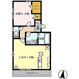 サニーコートB 1SLDKの間取図画像