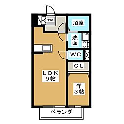 クレール御殿 1LDKの間取図画像