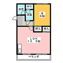 豊田ヒルズ 1LDKの間取図画像