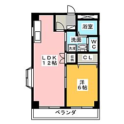 シャトレ弐番館 1LDKの間取図画像