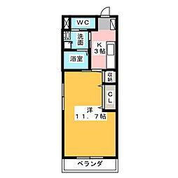 マイルストーン 1Kの間取図画像