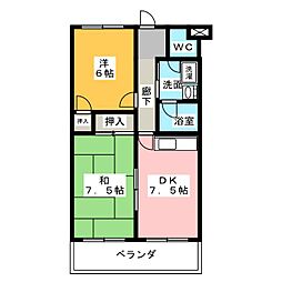 フロントヒルズ2 2DKの間取図画像